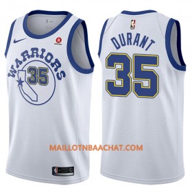 Maillot NBA Golden State Warriors Kevin Durant 35 Nike 2017-18 Hardwood Classics Blanc Swingman - Homme
